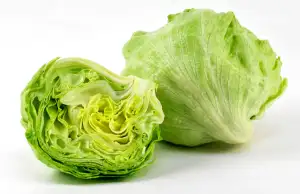 Two lettuces, one cut down the middle cross-section style.